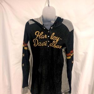 Gray Harley Davidson Rhinestone Hoodie